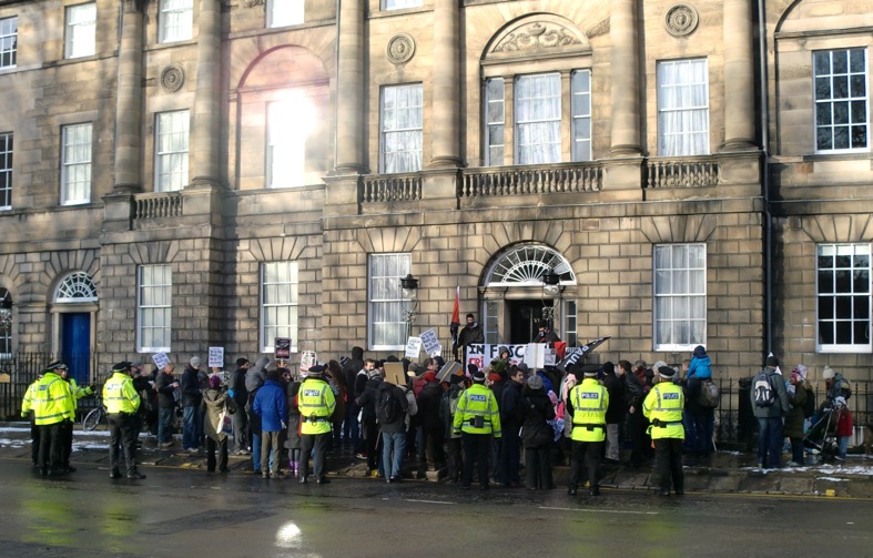 Edinburgh demonstration against Golden Dawn, outside First Minister's official residence