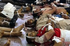 Muslim Brotherhood victims of the Egyptian army's massacre at Al Nadha Square in Cairo