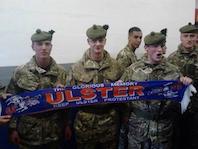 British soldiers display banner at Rangers Stenhousemuir match