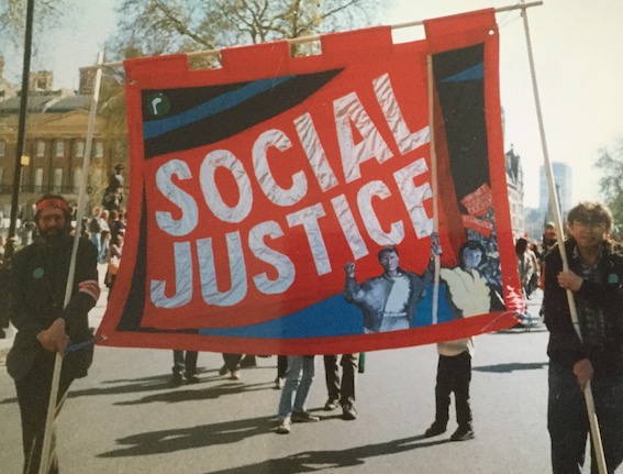 Social Justice banner on Liverpool Dockers' March