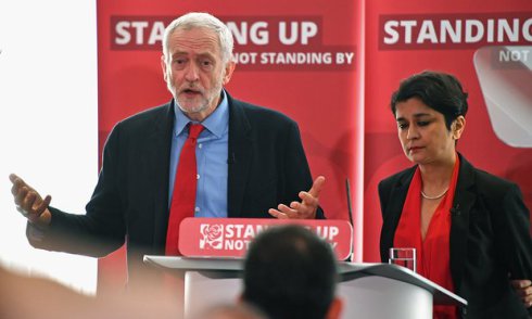 Shami Chakrabati and Jeremy Corbyn at the launch of the report