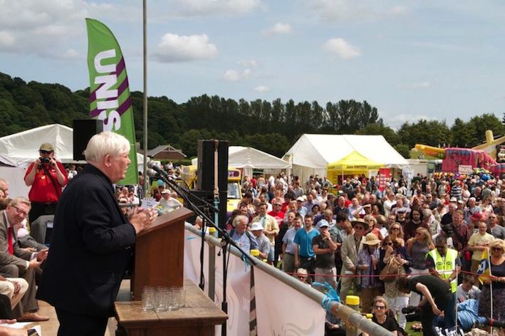 Davey Hopper addressing Durham Miners Gala 